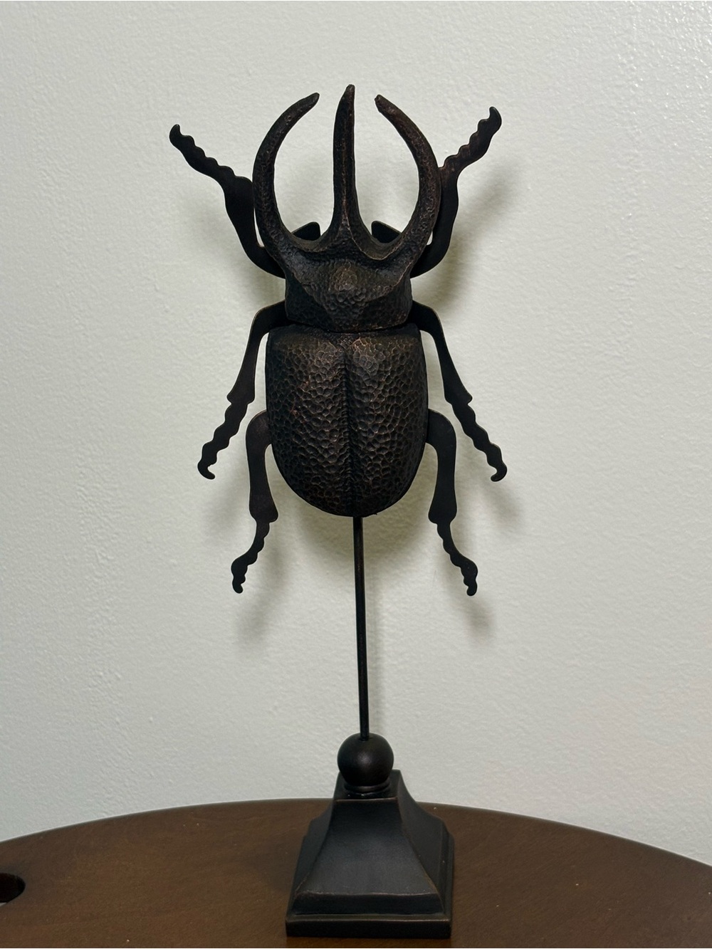 Rustic Black Metal Stag Beetle Wall Accent